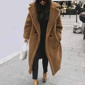 Cinderella-inspired long faux fur coat for winter