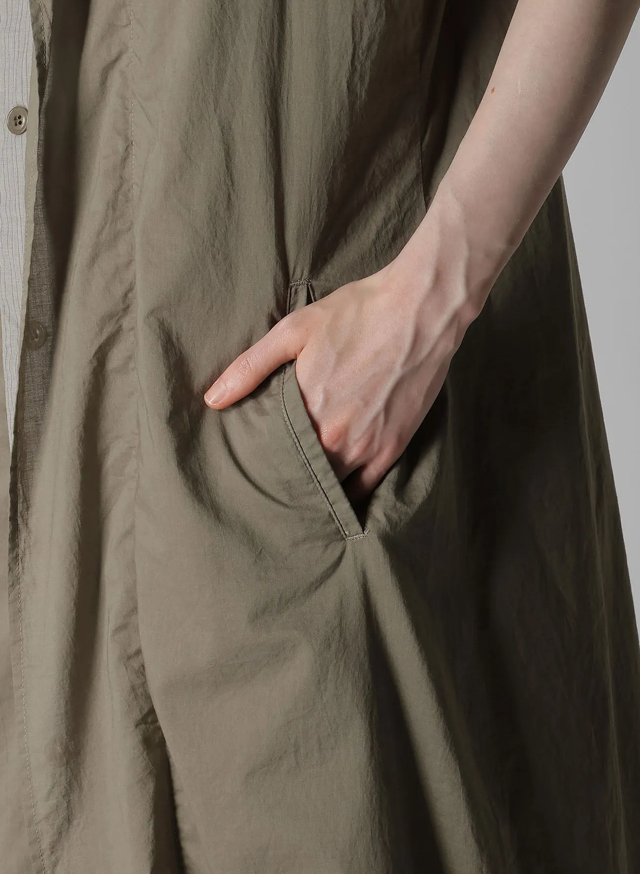 COTTON LAWN GARMENT DYE FRENCH SLEEVE DRESS