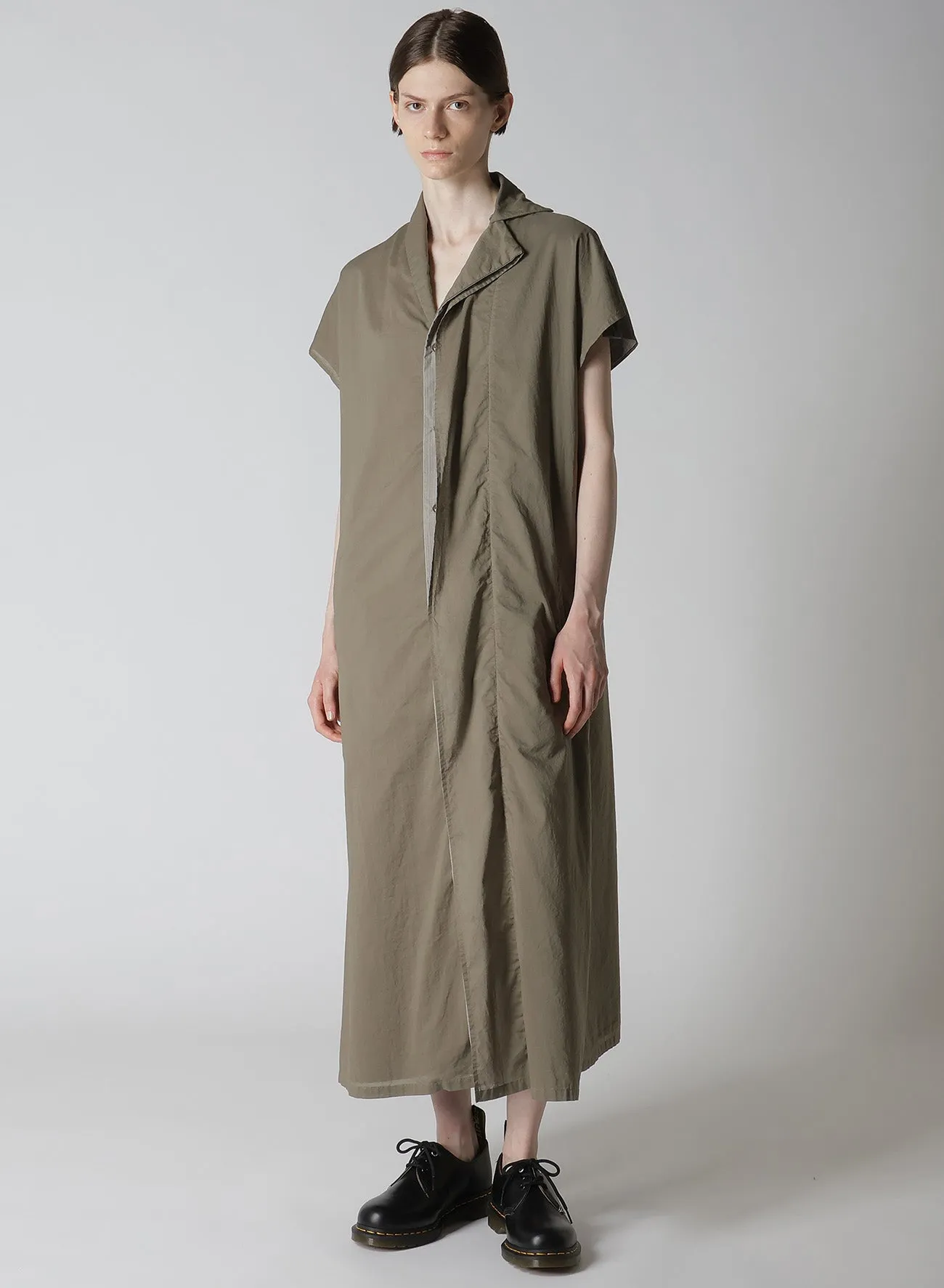 COTTON LAWN GARMENT DYE FRENCH SLEEVE DRESS