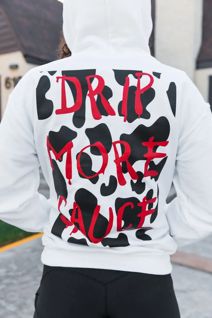 Cow Print Drippin V2 (F&B) | White Hoodie (Chick-fil-A)