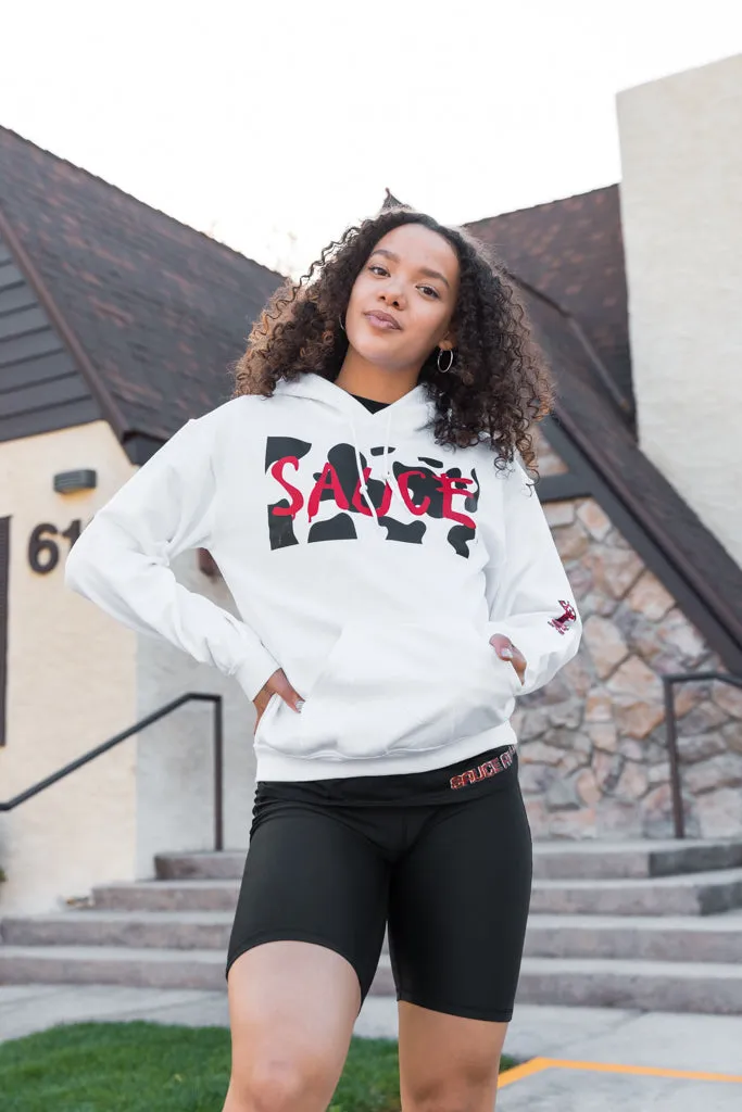 Cow Print Sauce V2 (F&B) | White Hoodie (Chick-fil-A)