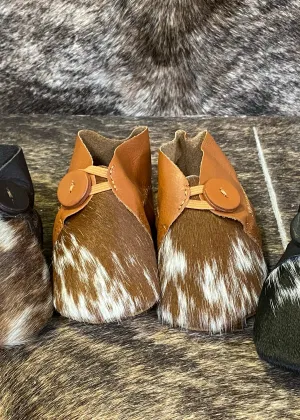 Cowhide Baby Moccasins-Rust