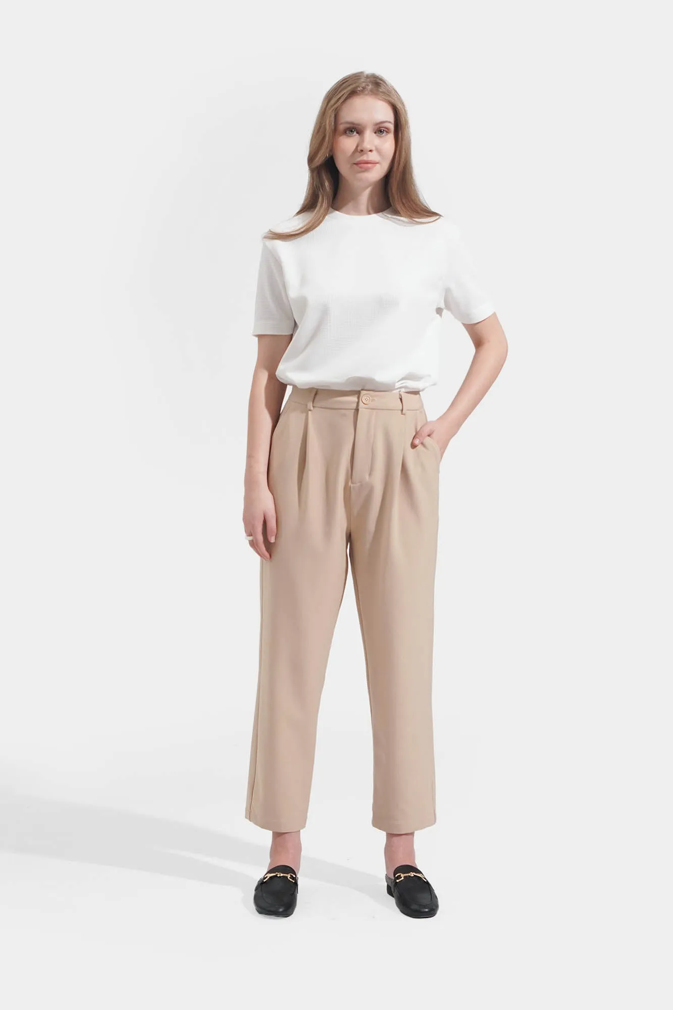 Cozy: Twill Tapered Trousers