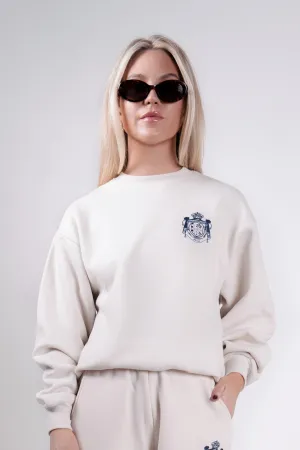 Crest Crewneck Sweatshirt - Cream/Navy