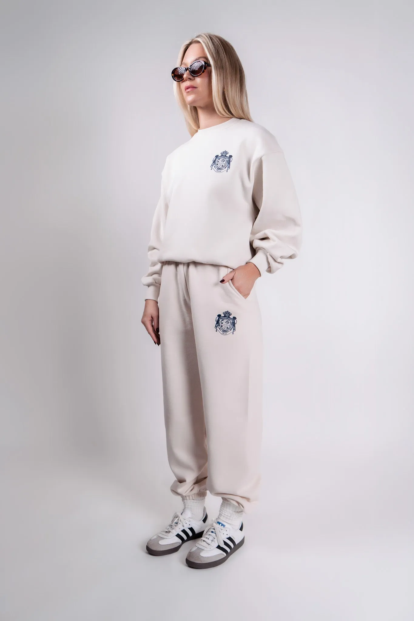 Crest Crewneck Sweatshirt - Cream/Navy
