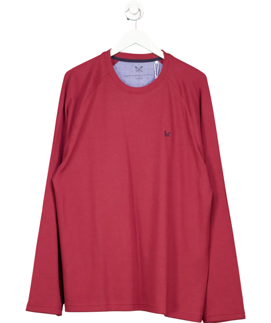 Crew Clothing Red Burgundy Waffle Crew Neck Long Sleeve Sweater UK XXL