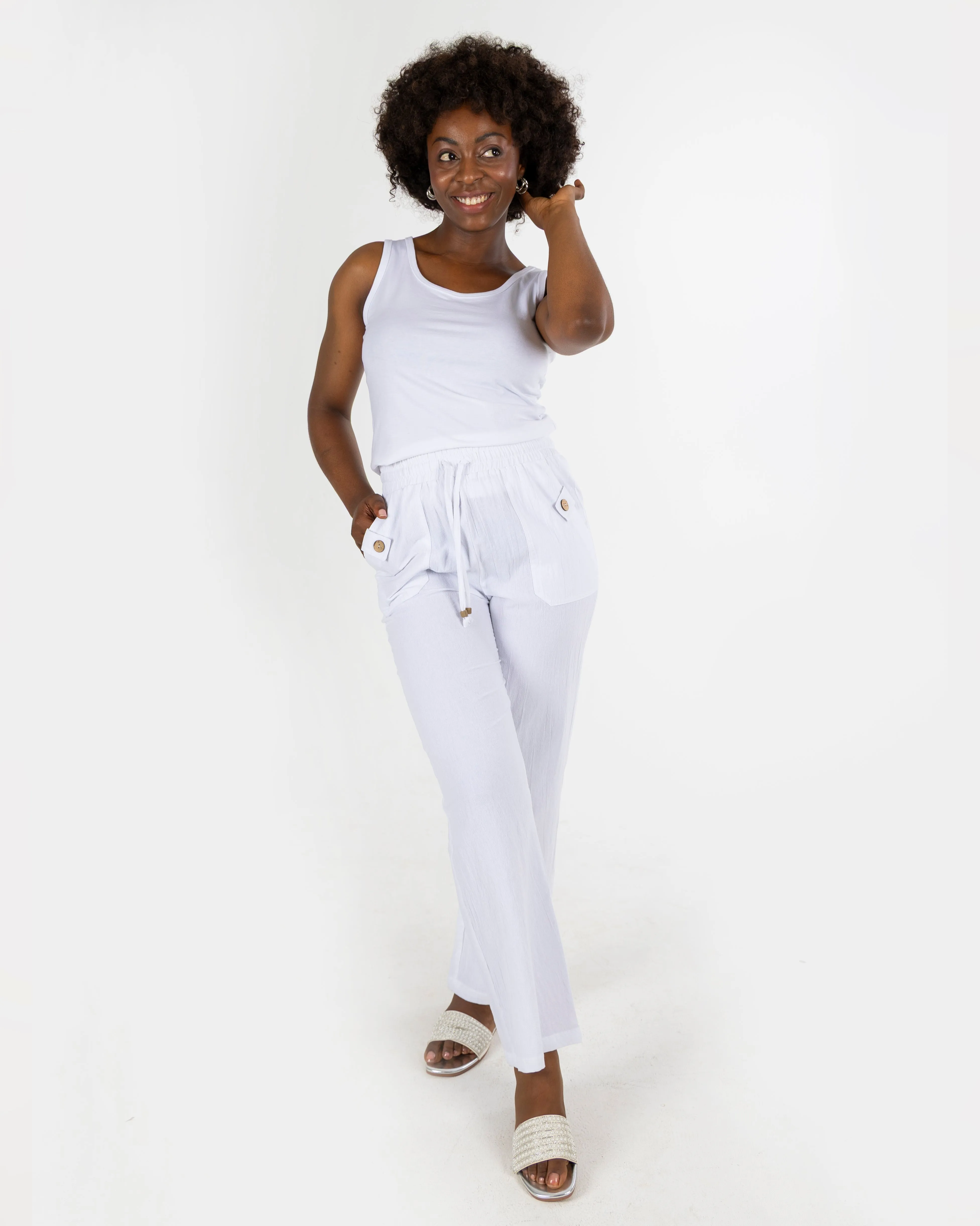 Crinkle Cotton Pants