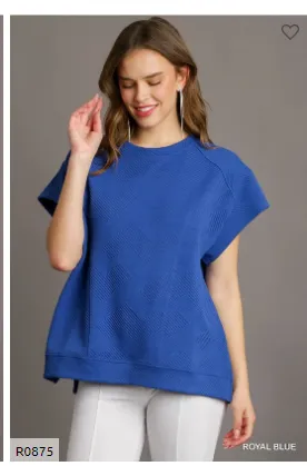 Criss Cross Jacquard Print Lounge Set - (Short Sleeve Top and Pants)