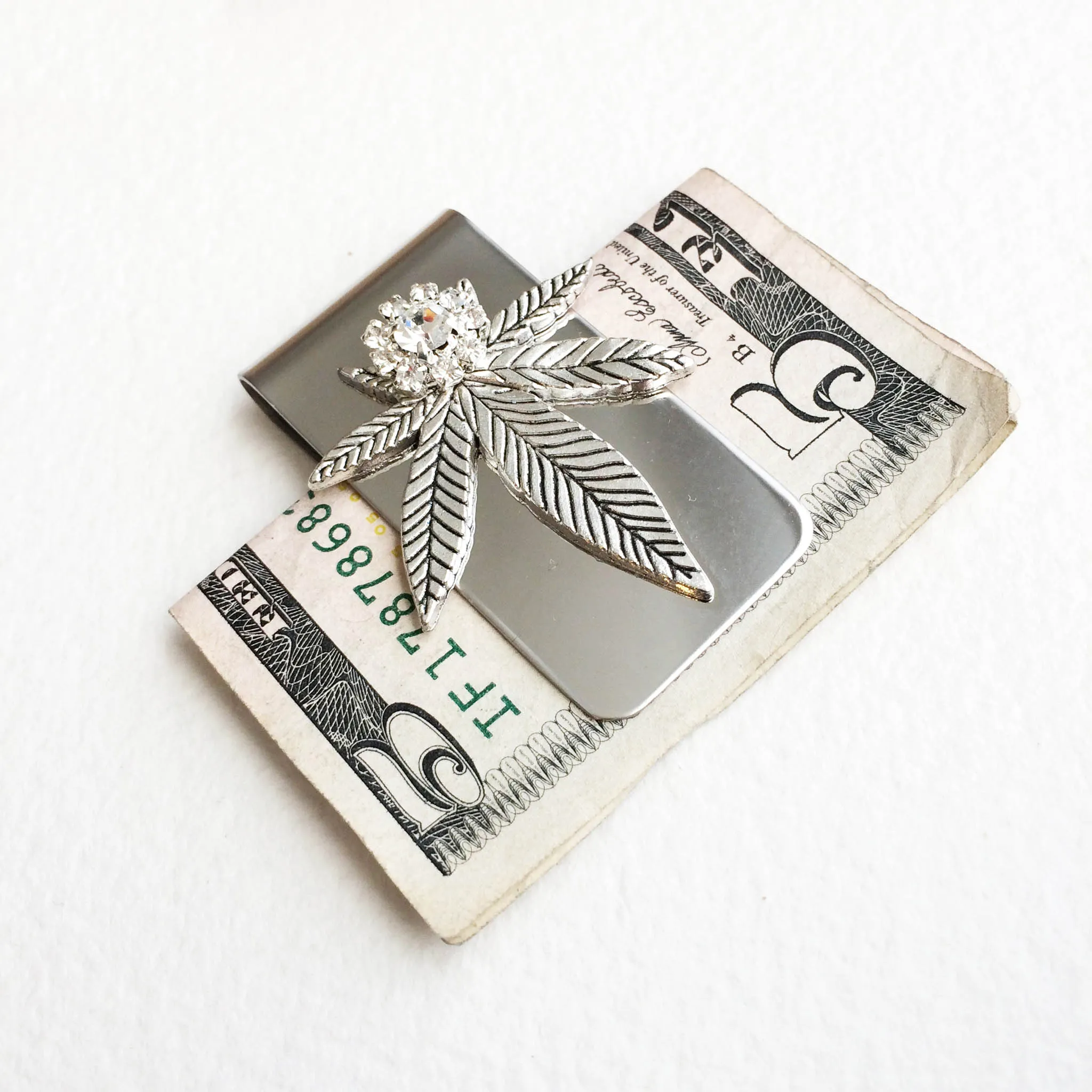 Crystal Weed Money Clip