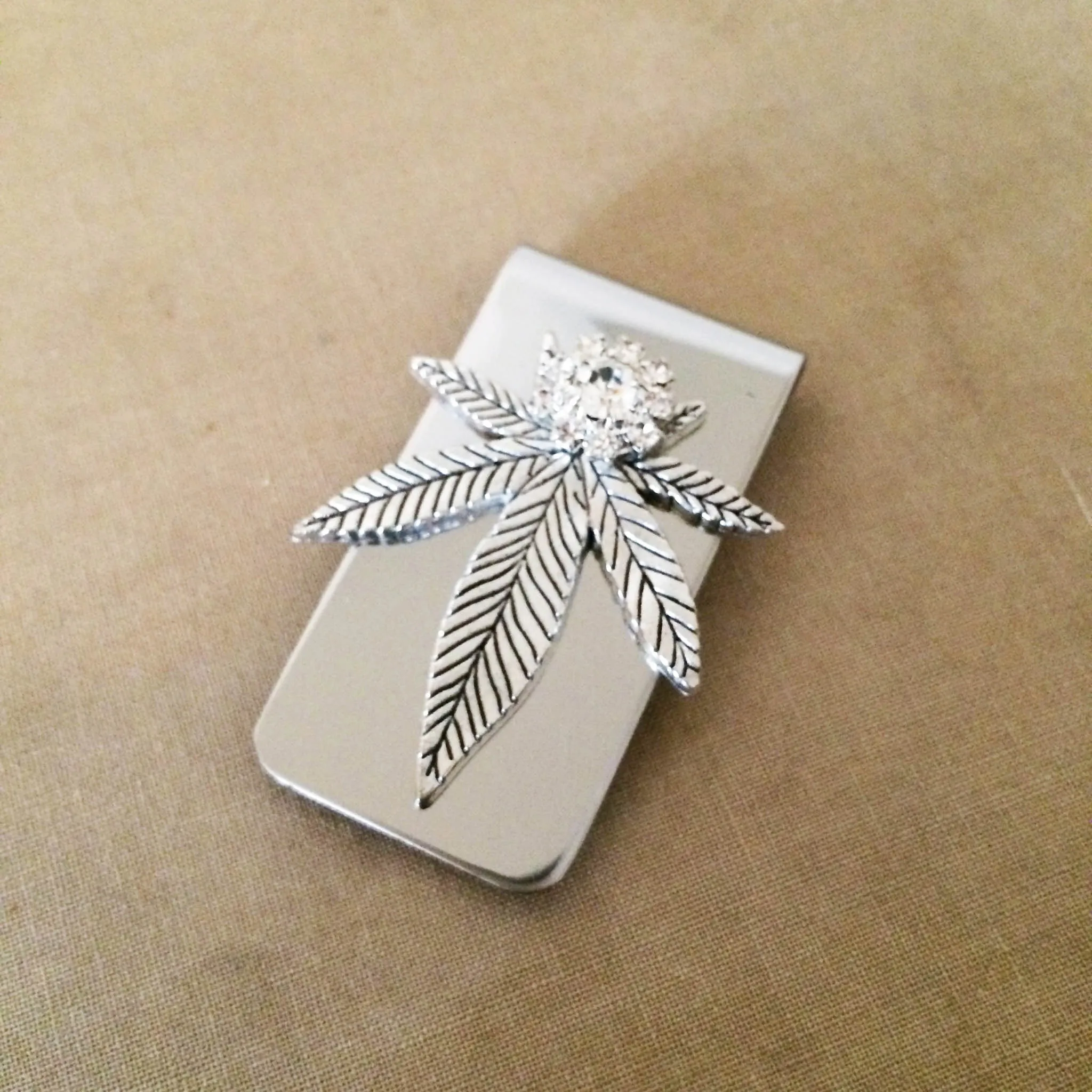 Crystal Weed Money Clip