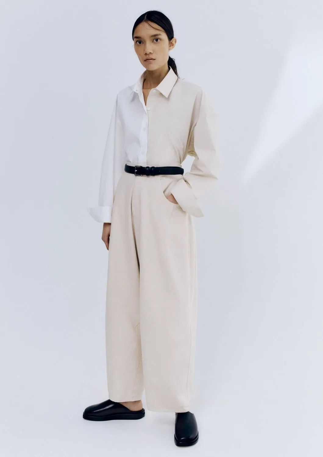 Curved Leg Pant, Natural