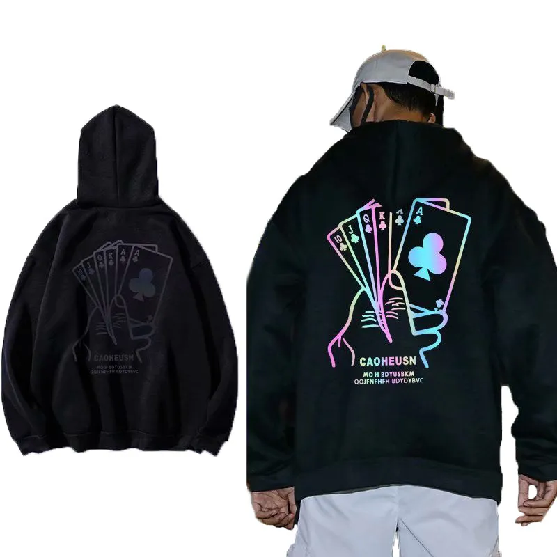 Custom reflective hoodies  for men -street wear reflective hoodie- sweatshirt