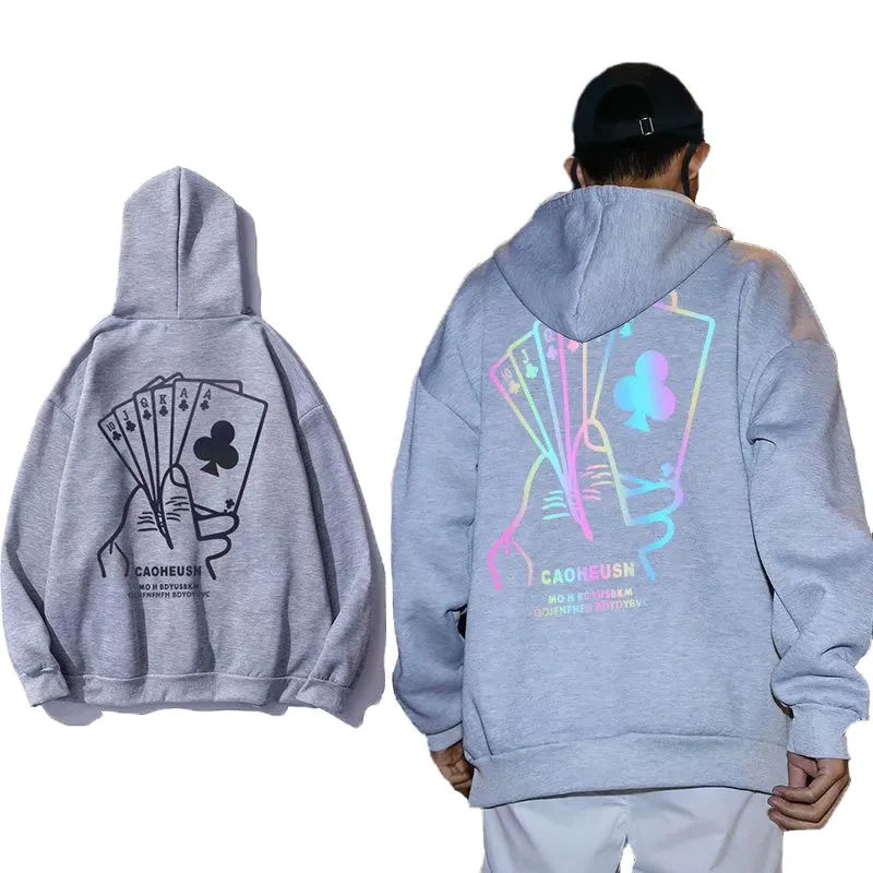 Custom reflective hoodies  for men -street wear reflective hoodie- sweatshirt