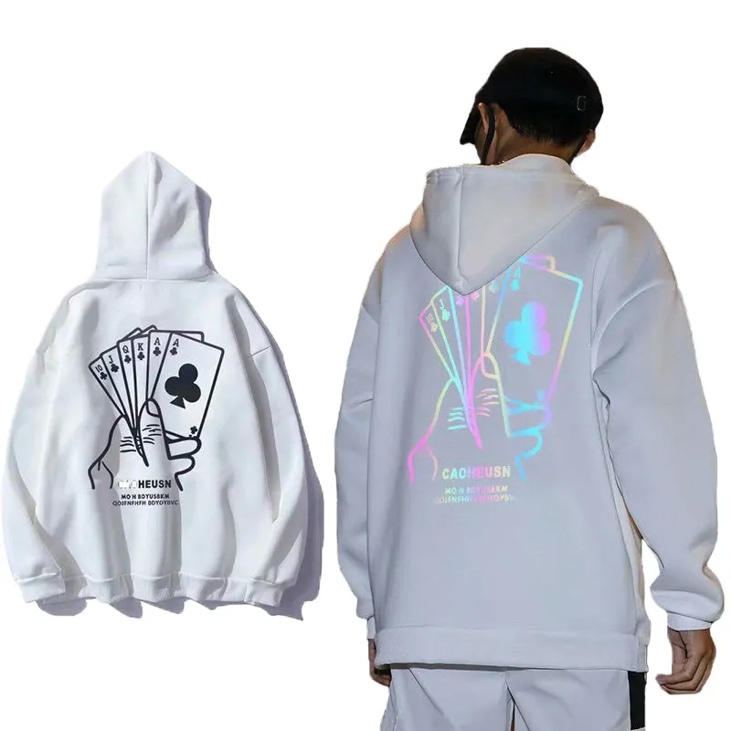 Custom reflective hoodies  for men -street wear reflective hoodie- sweatshirt