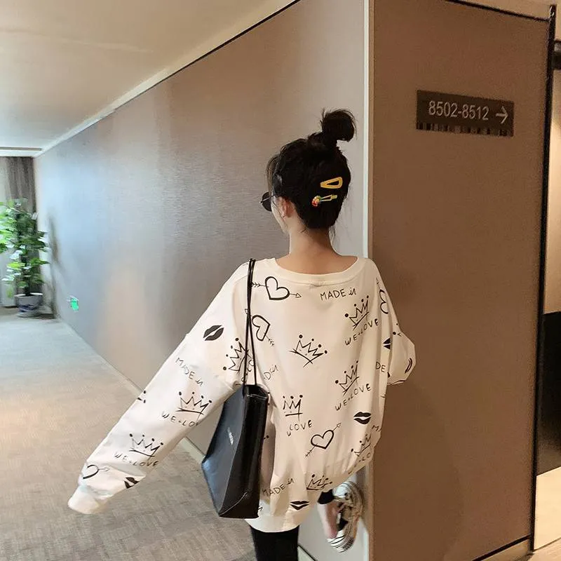 Cute Crown Print Hoodie