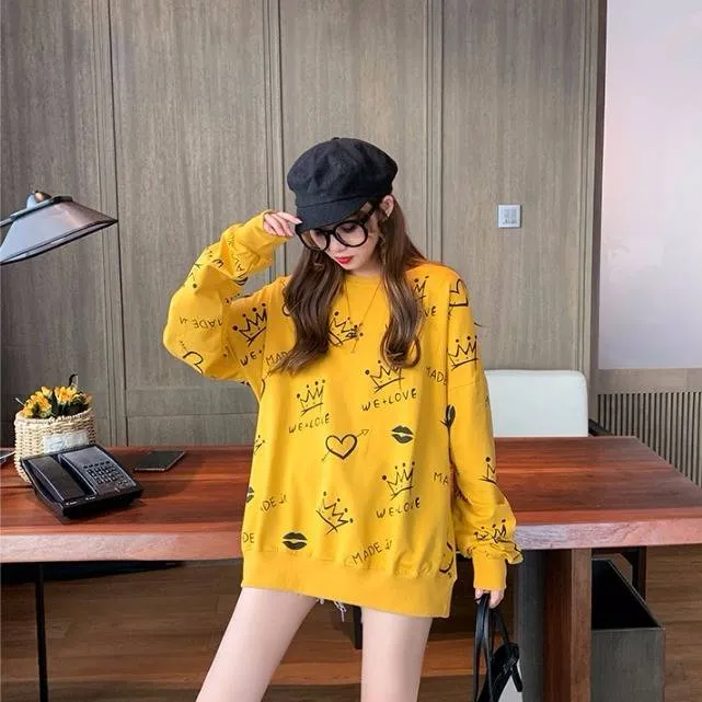 Cute Crown Print Hoodie