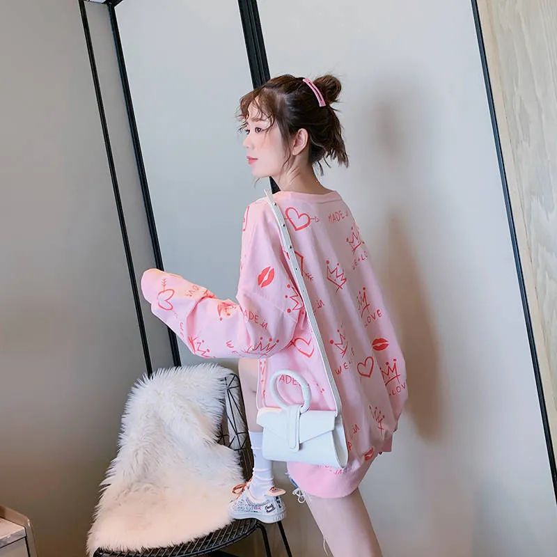 Cute Crown Print Hoodie