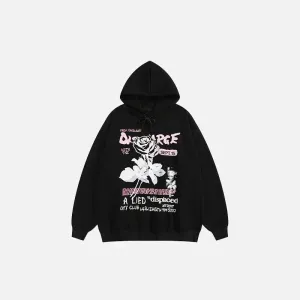Dancing Rose Y2K Oversized Hoodie for Trendy Streetwear Style