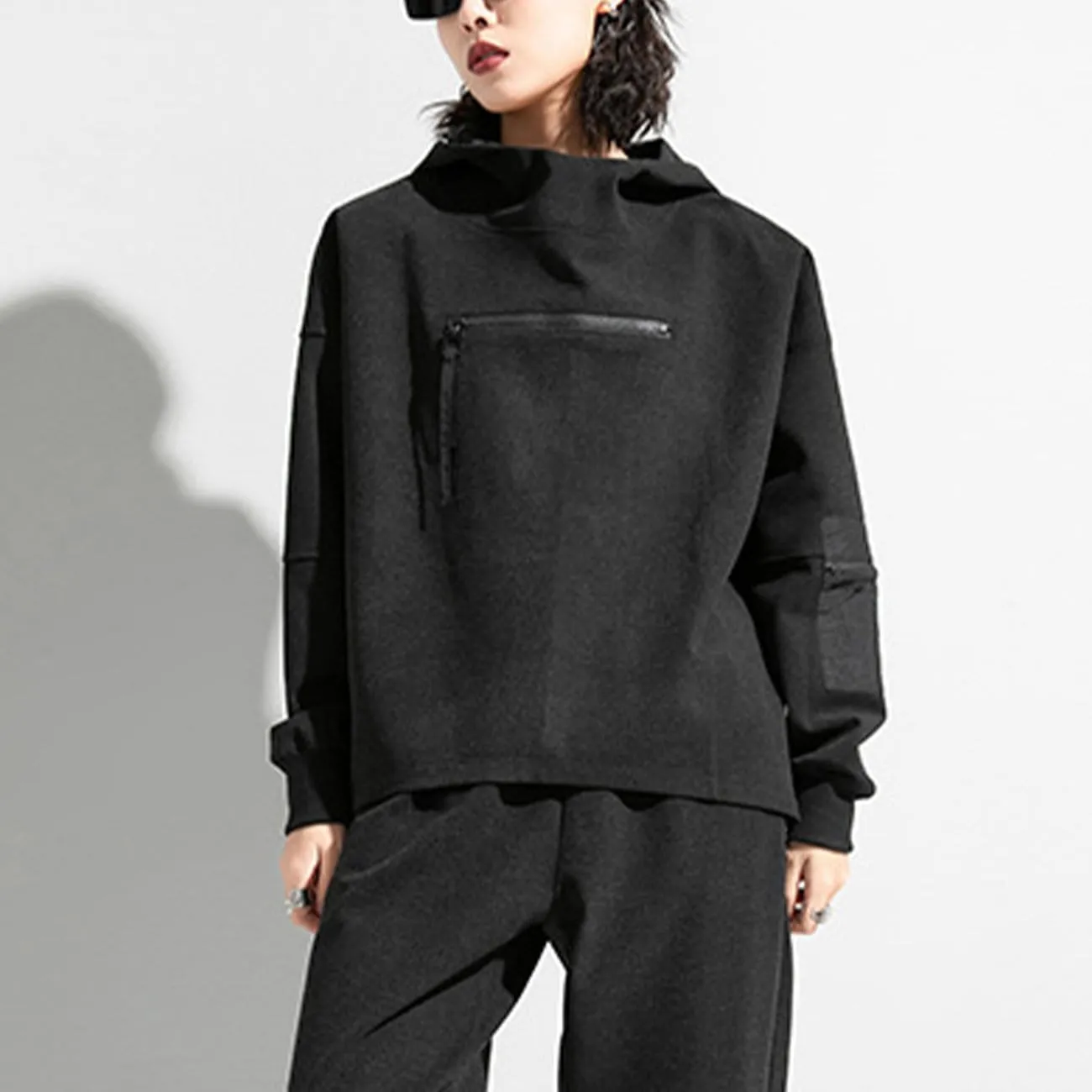 Dark Patchwork Zipper Hoodie