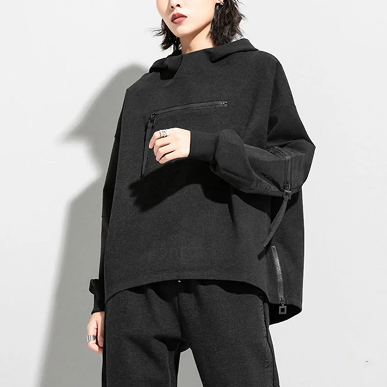 Dark Patchwork Zipper Hoodie