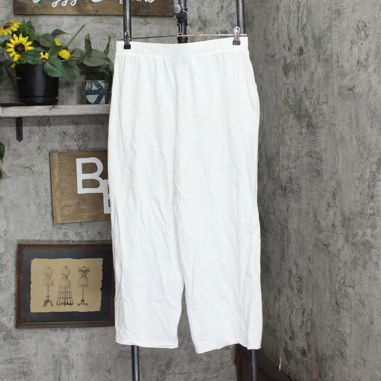 Denim & Co. Women's Petite Beach Pull-On Wide-Leg Pants A376430-Petite White PM