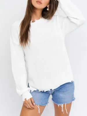 Distressed Crew Neck Oversize Sweater