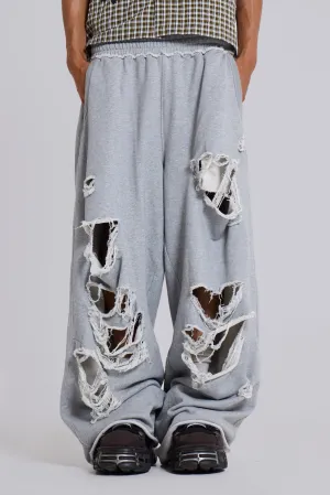 Distressed Grey Marl Baggy Monster Joggers