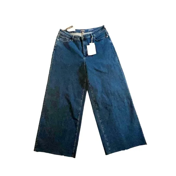 DL1961 Hepburn Raw Hem Wide Leg Pants in VIntage Blue, Size 20 NWT