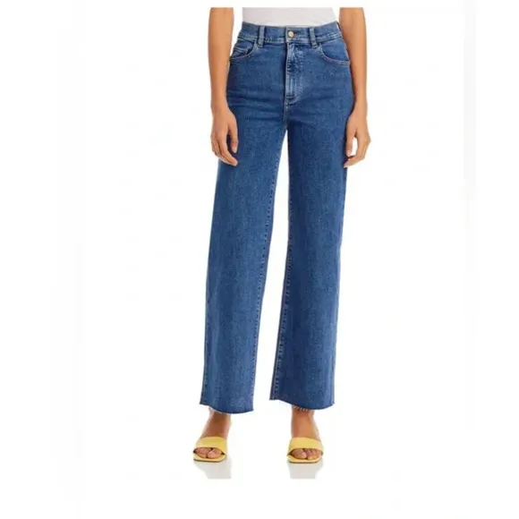 DL1961 Hepburn Raw Hem Wide Leg Pants in VIntage Blue, Size 20 NWT