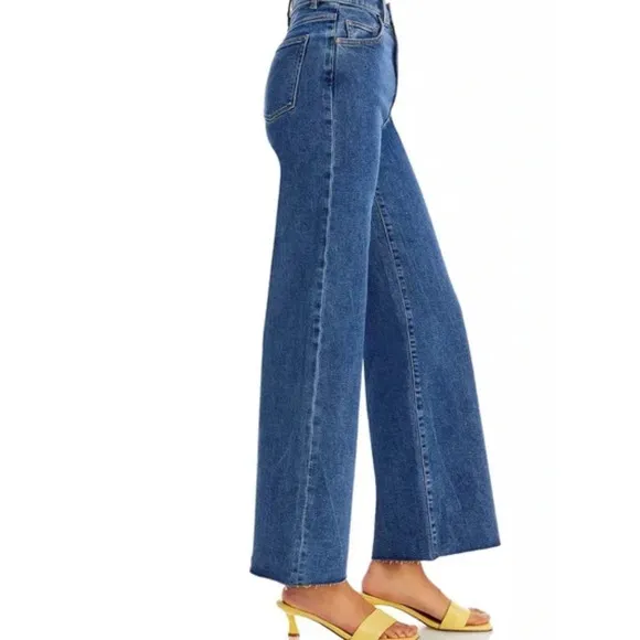 DL1961 Hepburn Raw Hem Wide Leg Pants in VIntage Blue, Size 20 NWT