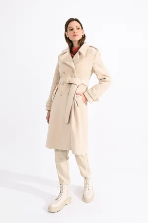 DOUBLE-BREASTED COAT WITH BELT