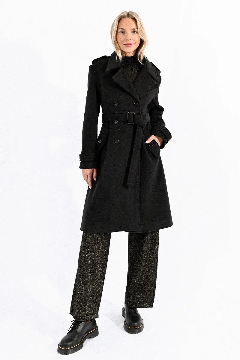DOUBLE-BREASTED COAT WITH BELT