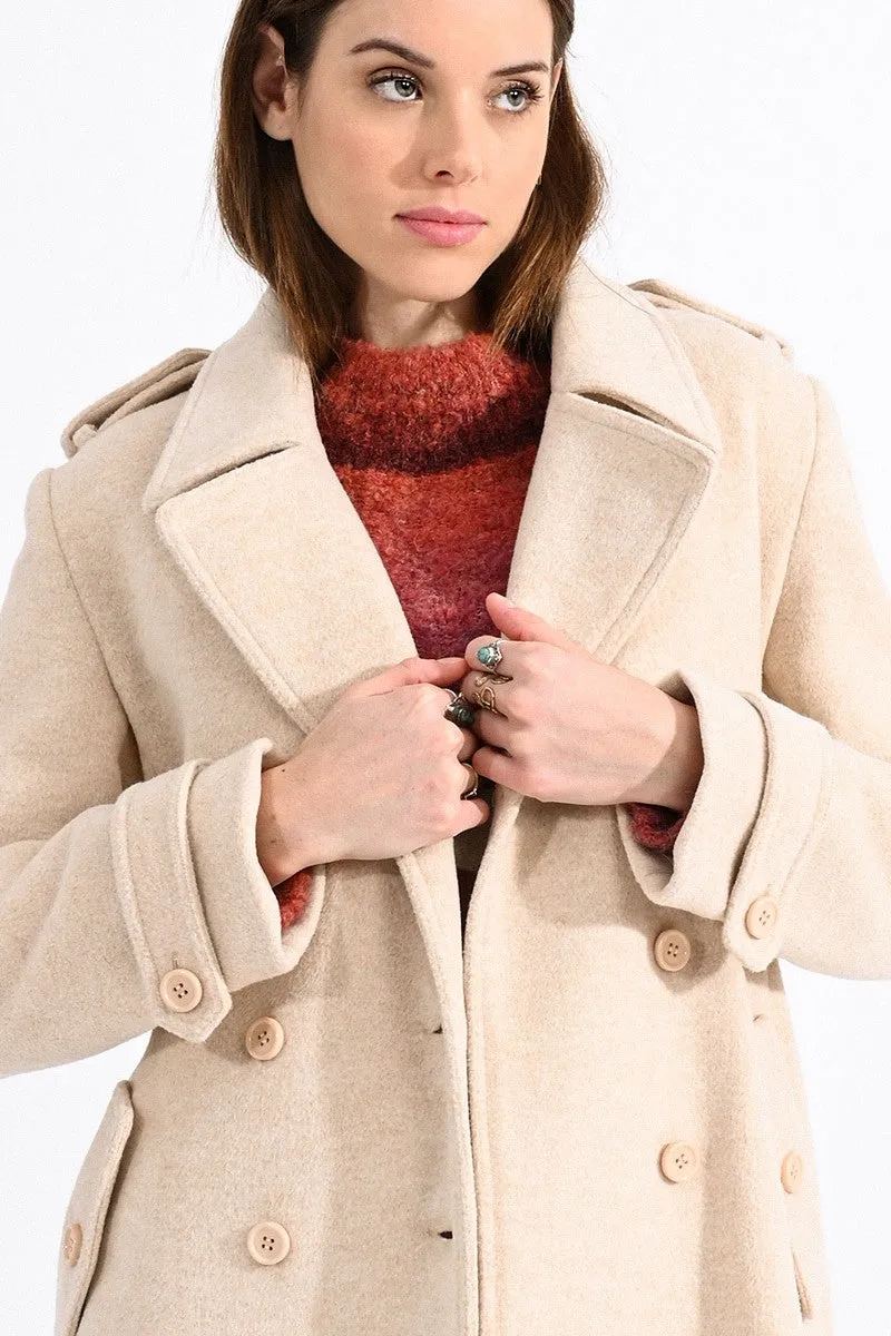 DOUBLE-BREASTED COAT WITH BELT