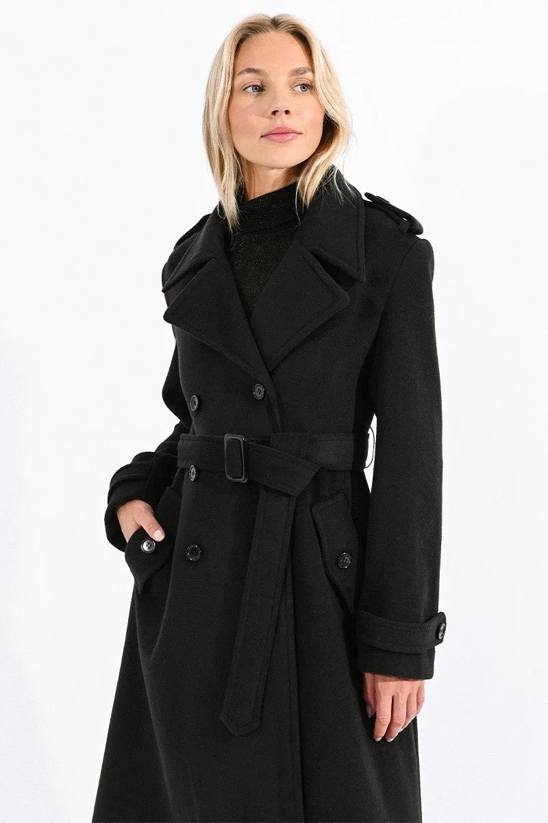 DOUBLE-BREASTED COAT WITH BELT