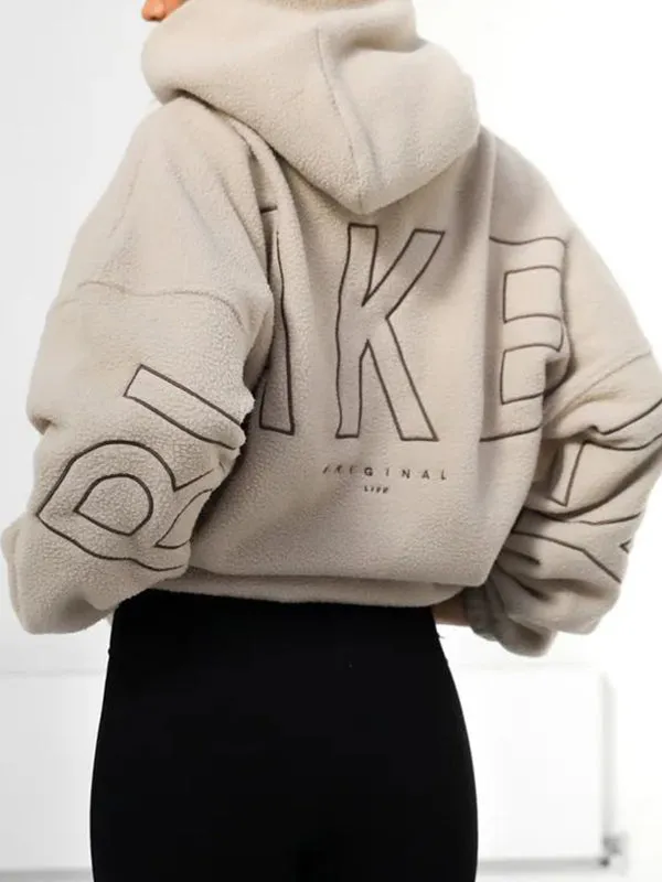 Einfarbiger 90s Buchstaben Print Oversized Hoodie