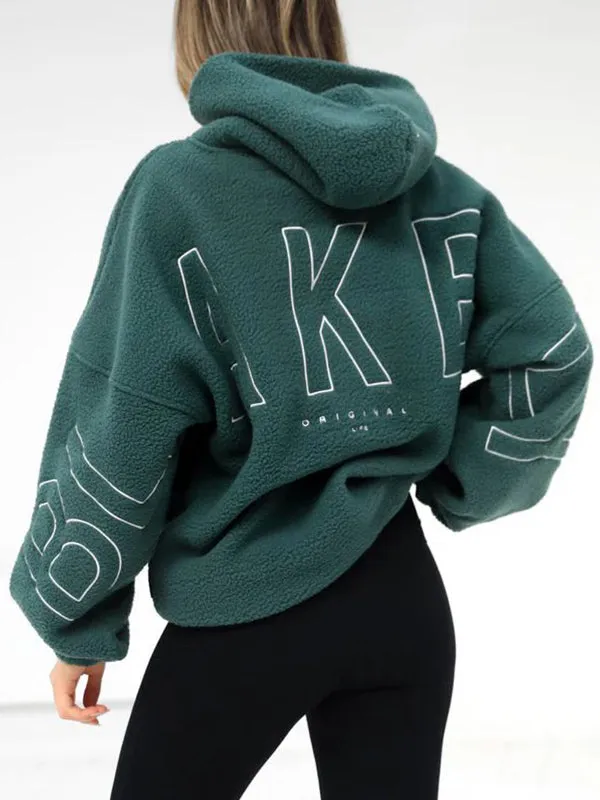 Einfarbiger 90s Buchstaben Print Oversized Hoodie