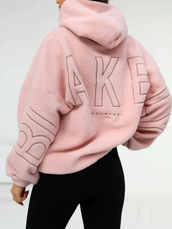 Einfarbiger 90s Buchstaben Print Oversized Hoodie