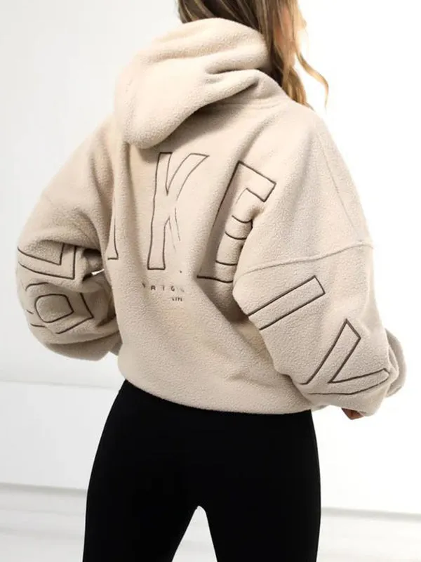 Einfarbiger 90s Buchstaben Print Oversized Hoodie