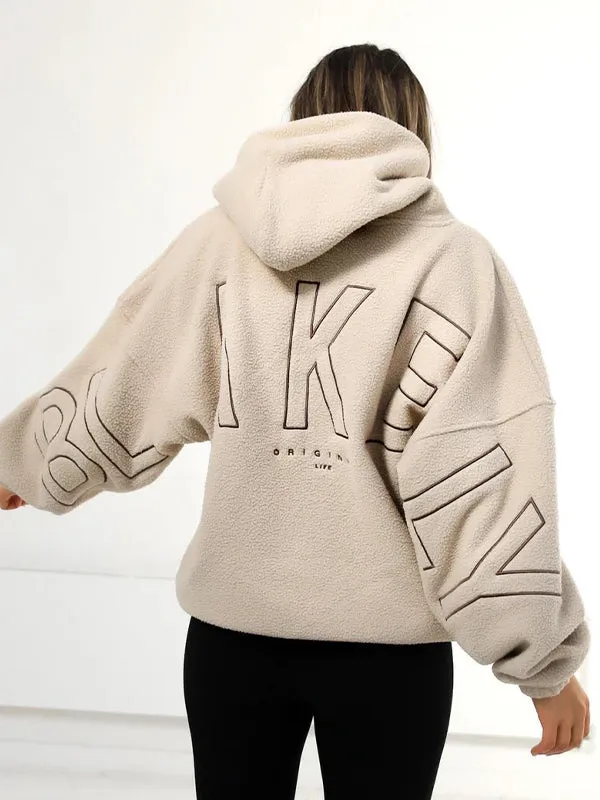 Einfarbiger 90s Buchstaben Print Oversized Hoodie