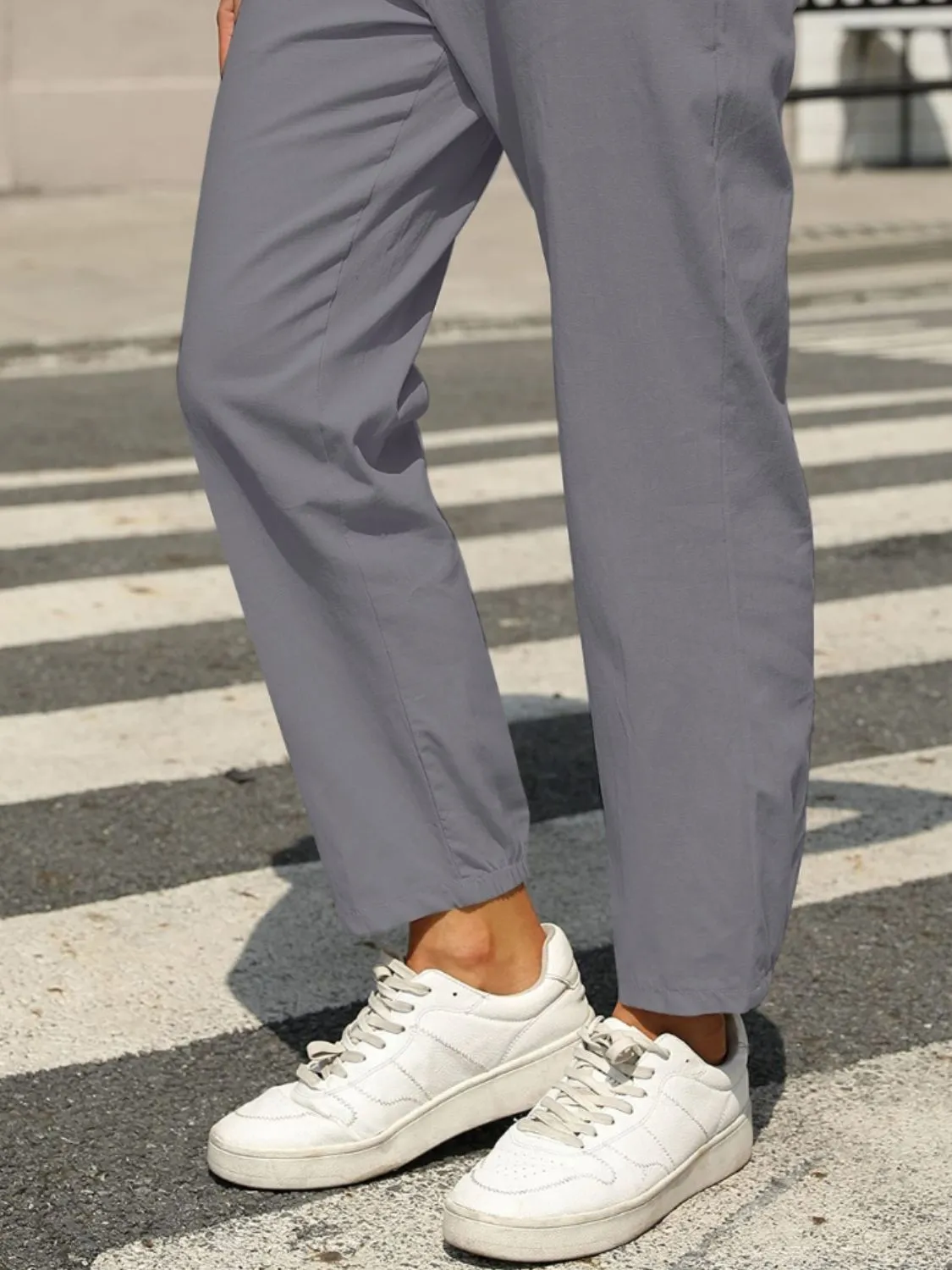 Elastic Waist Tapered Pants 2XL
