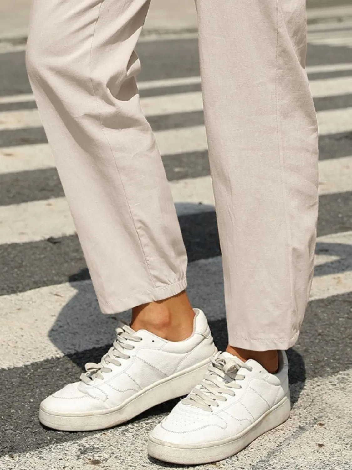 Elastic Waist Tapered Pants 2XL