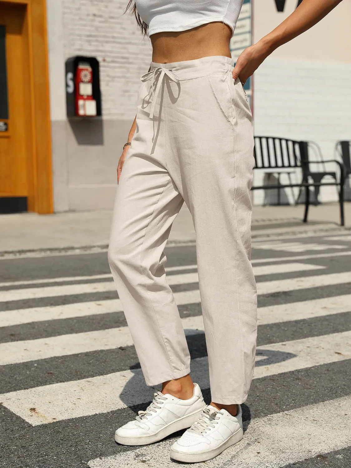 Elastic Waist Tapered Pants 2XL