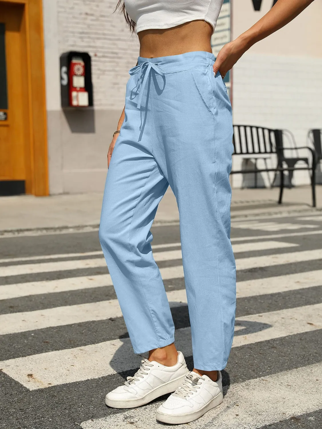 Elastic Waist Tapered Pants 2XL
