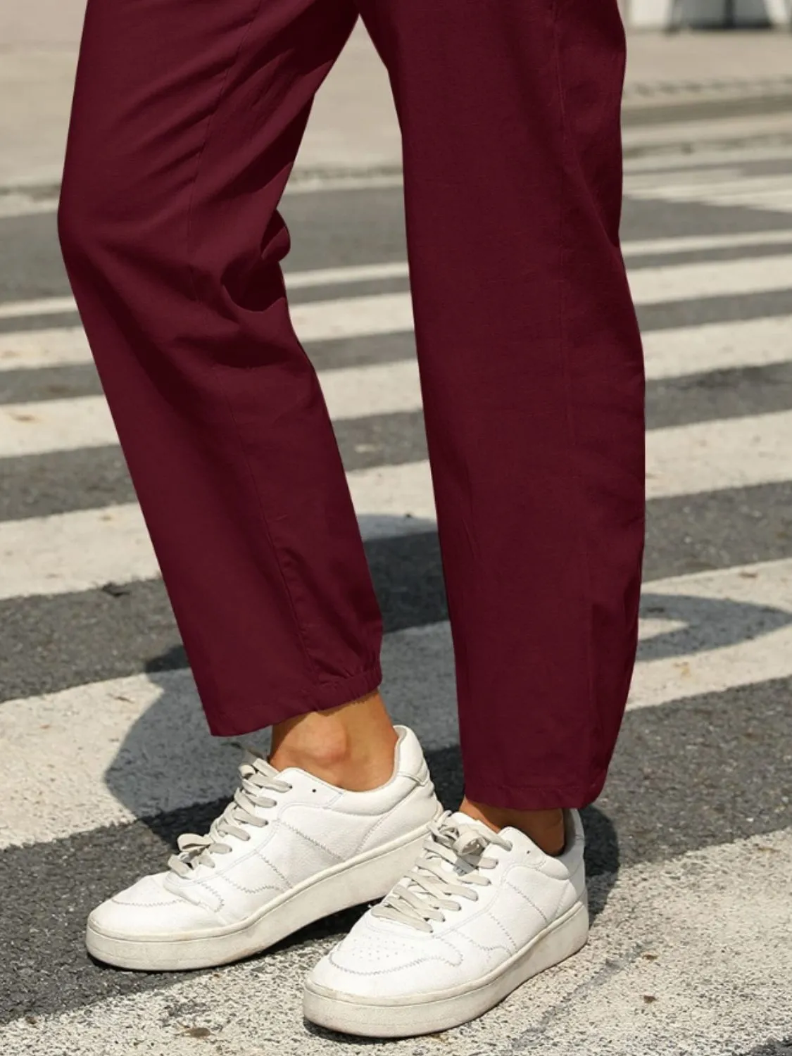 Elastic Waist Tapered Pants S-2XL