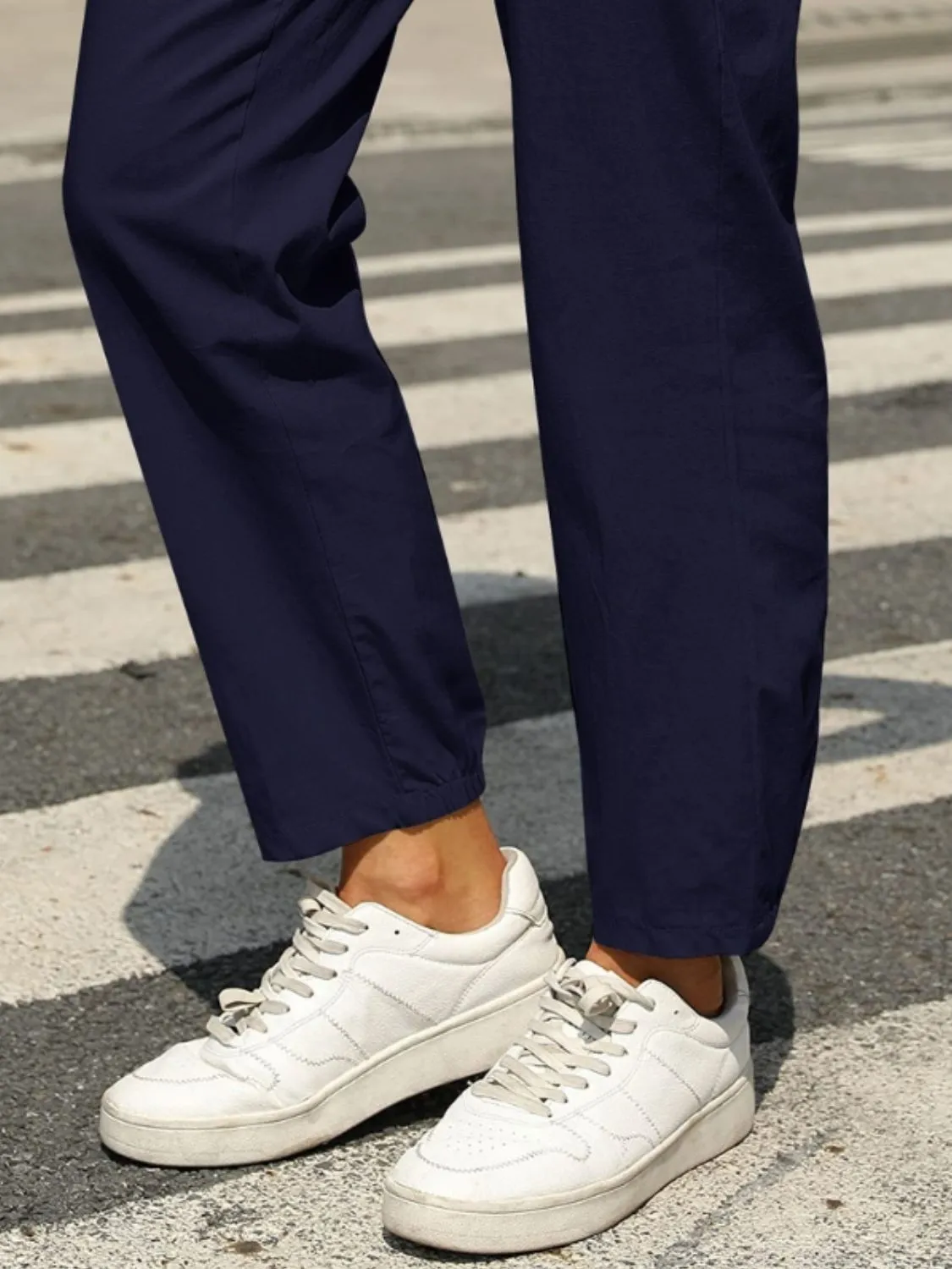 Elastic Waist Tapered Pants S-2XL