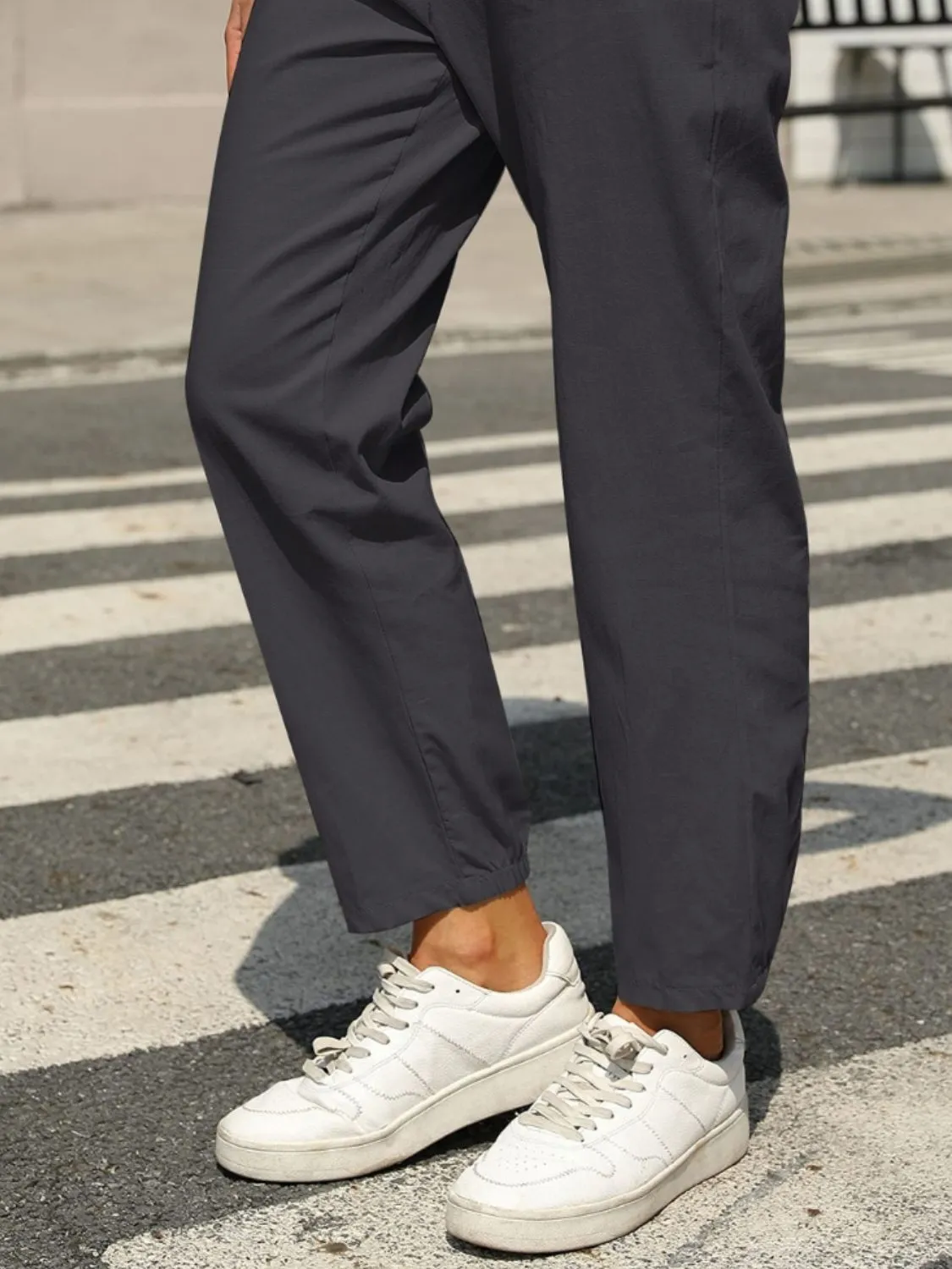 Elastic Waist Tapered Pants S-2XL