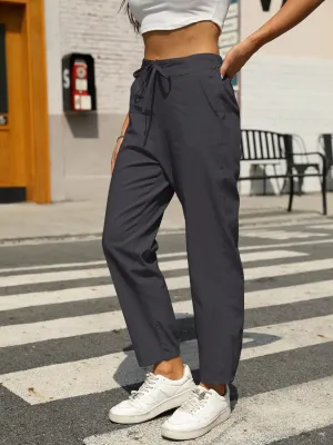 Elastic Waist Tapered Pants S-2XL