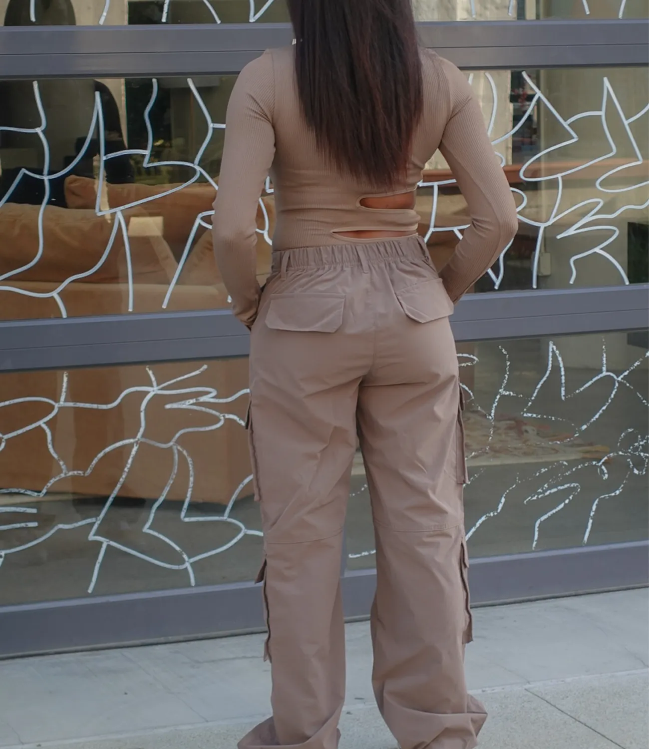 Eliza Cutout Long Sleeve Bodysuit(Dark Mocha)
