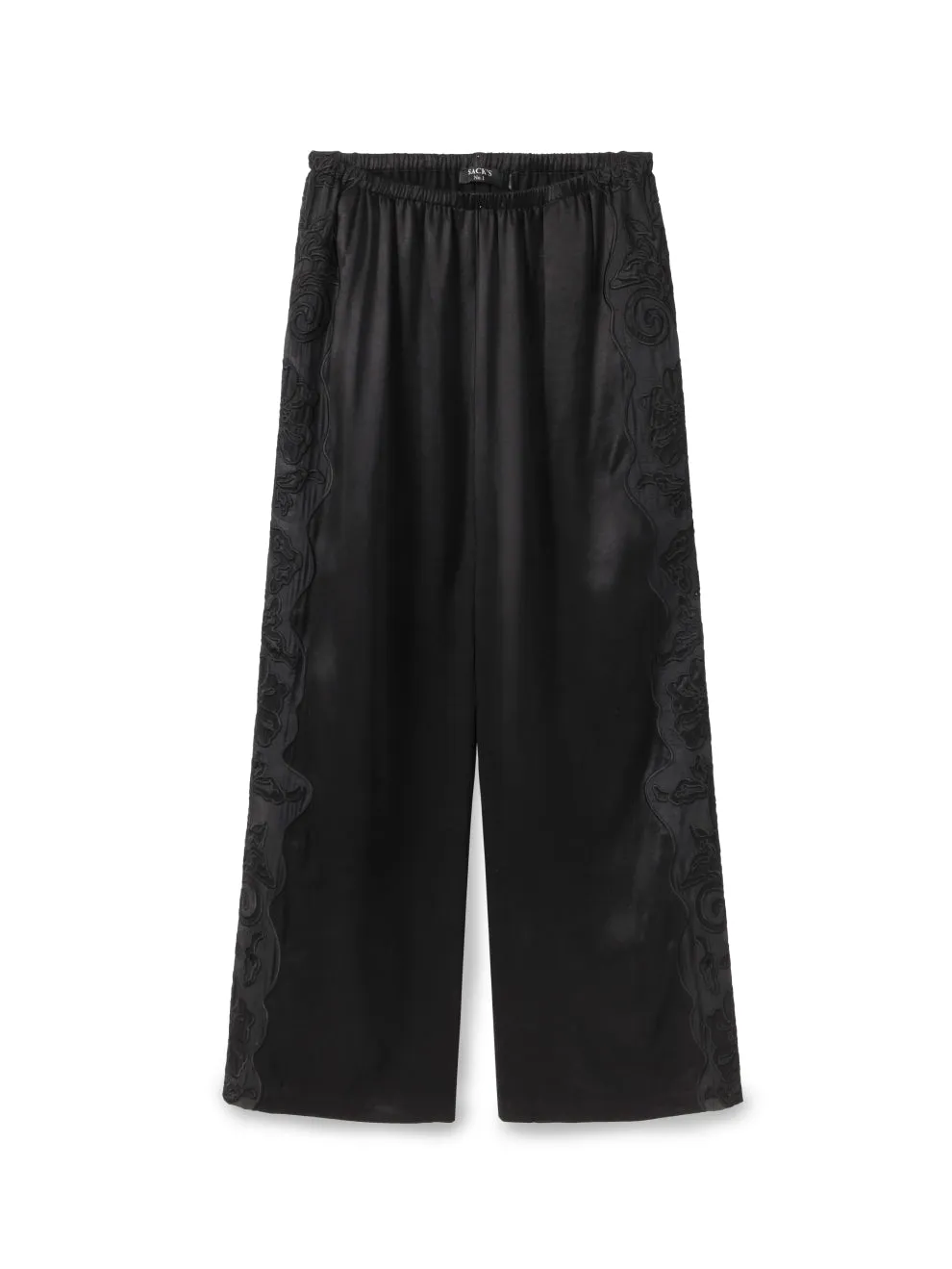 Embroidered Wide Leg Rubber Pants