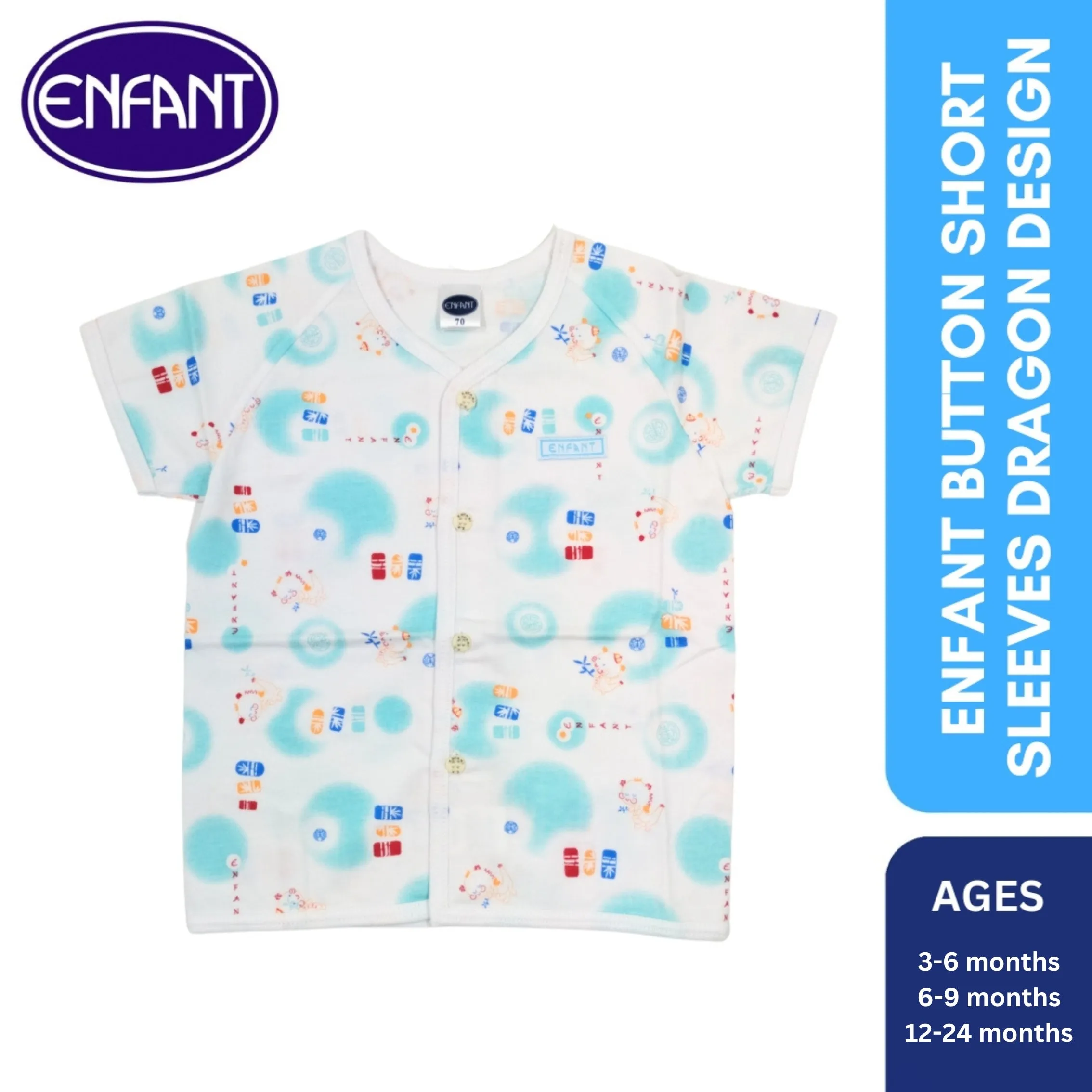 Enfant Button Short Sleeves Dragon design